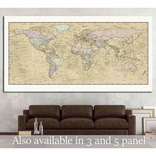 Old World Map №1488 Ready to Hang Canvas PrintCanvas art arrives ready to hang, with hanging accessories included and no additional framing required. Every canvas print is hand-crafted, made on-demand at our workshop and expertly stretched around 100% Nor