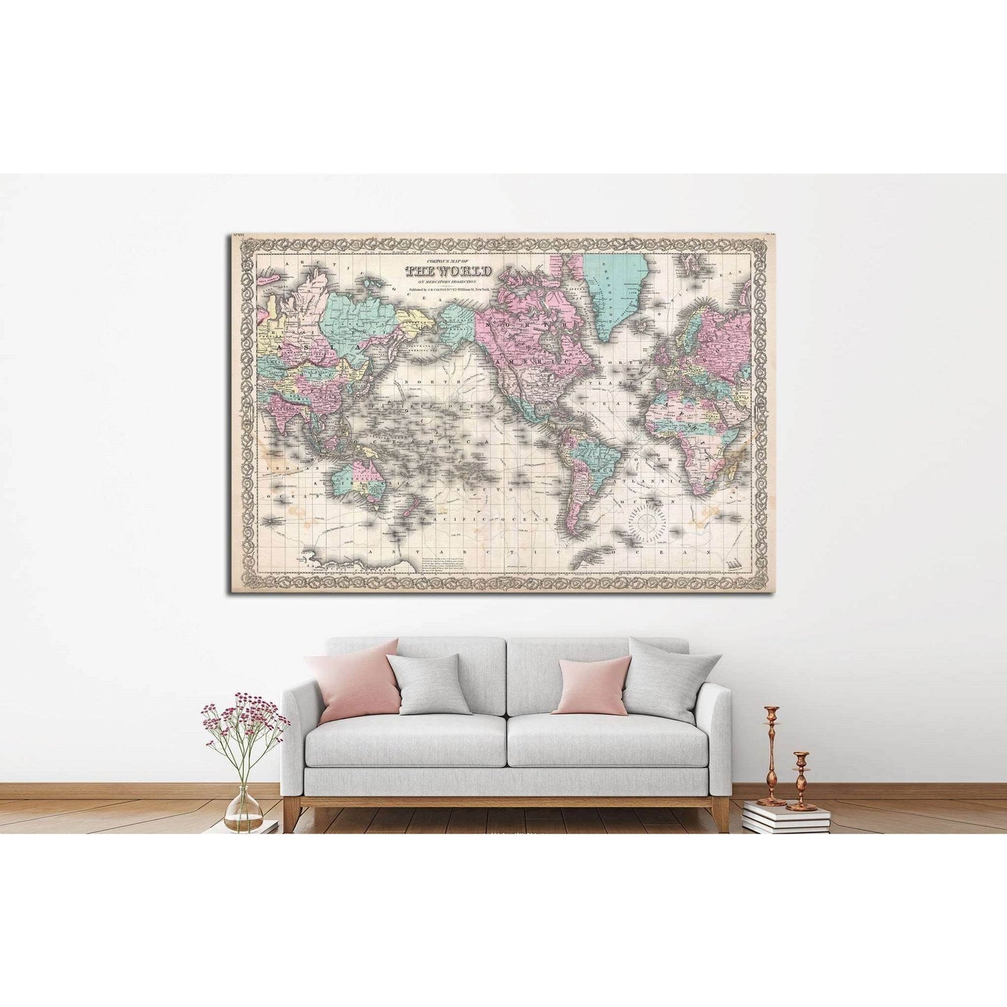 Old World Map №1490 Ready to Hang Canvas PrintCanvas art arrives ready to hang, with hanging accessories included and no additional framing required. Every canvas print is hand-crafted, made on-demand at our workshop and expertly stretched around 100% Nor