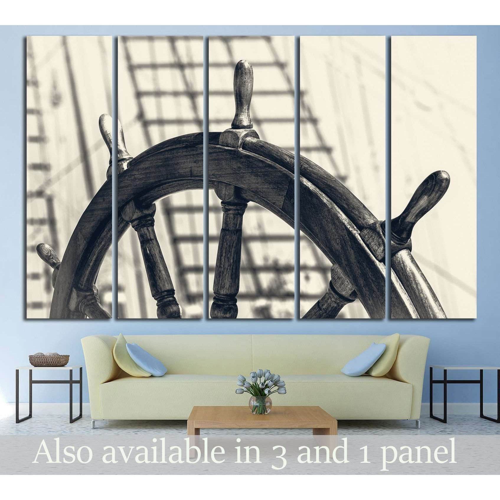 Old Yacht Wheel №215 Ready to Hang Canvas Print - Zellart Canvas Prints ALL_Products, wd-215