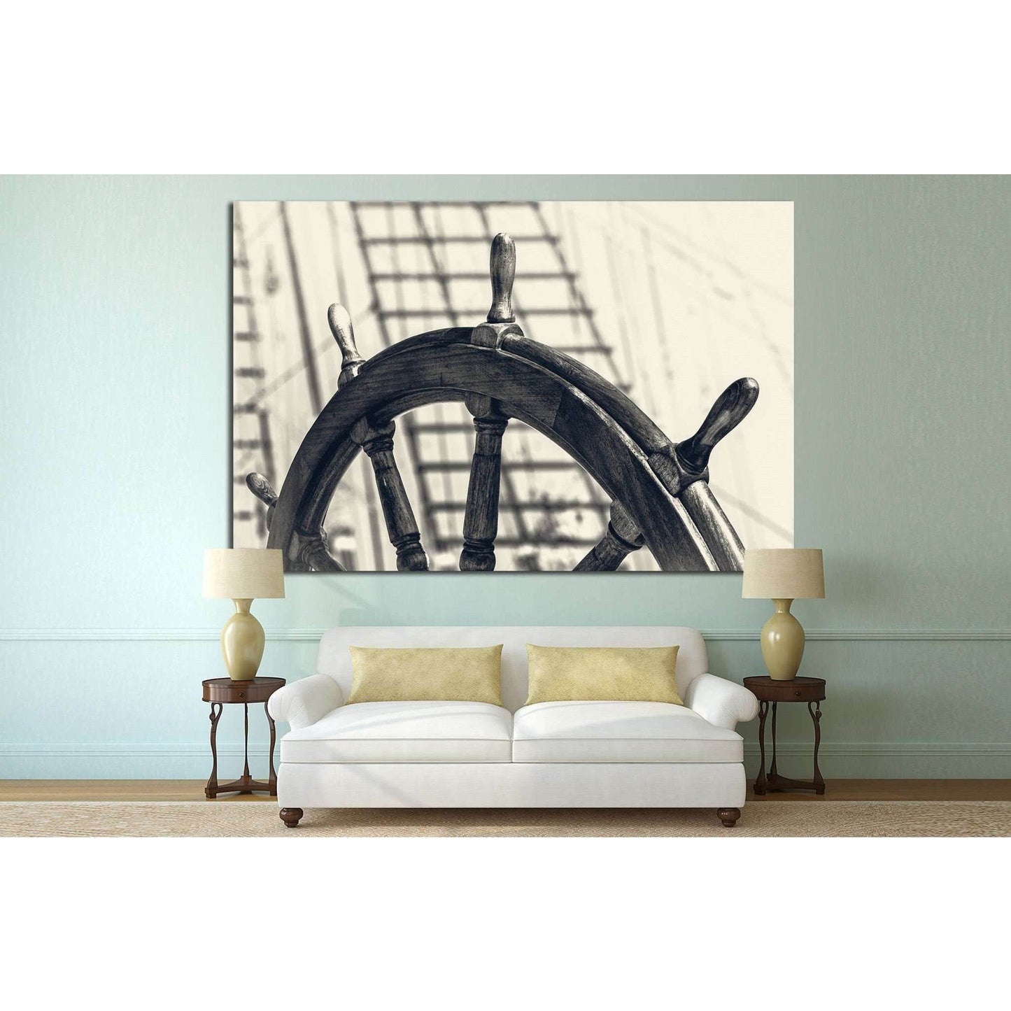 Old Yacht Wheel №215 Ready to Hang Canvas Print - Zellart Canvas Prints ALL_Products, wd-215