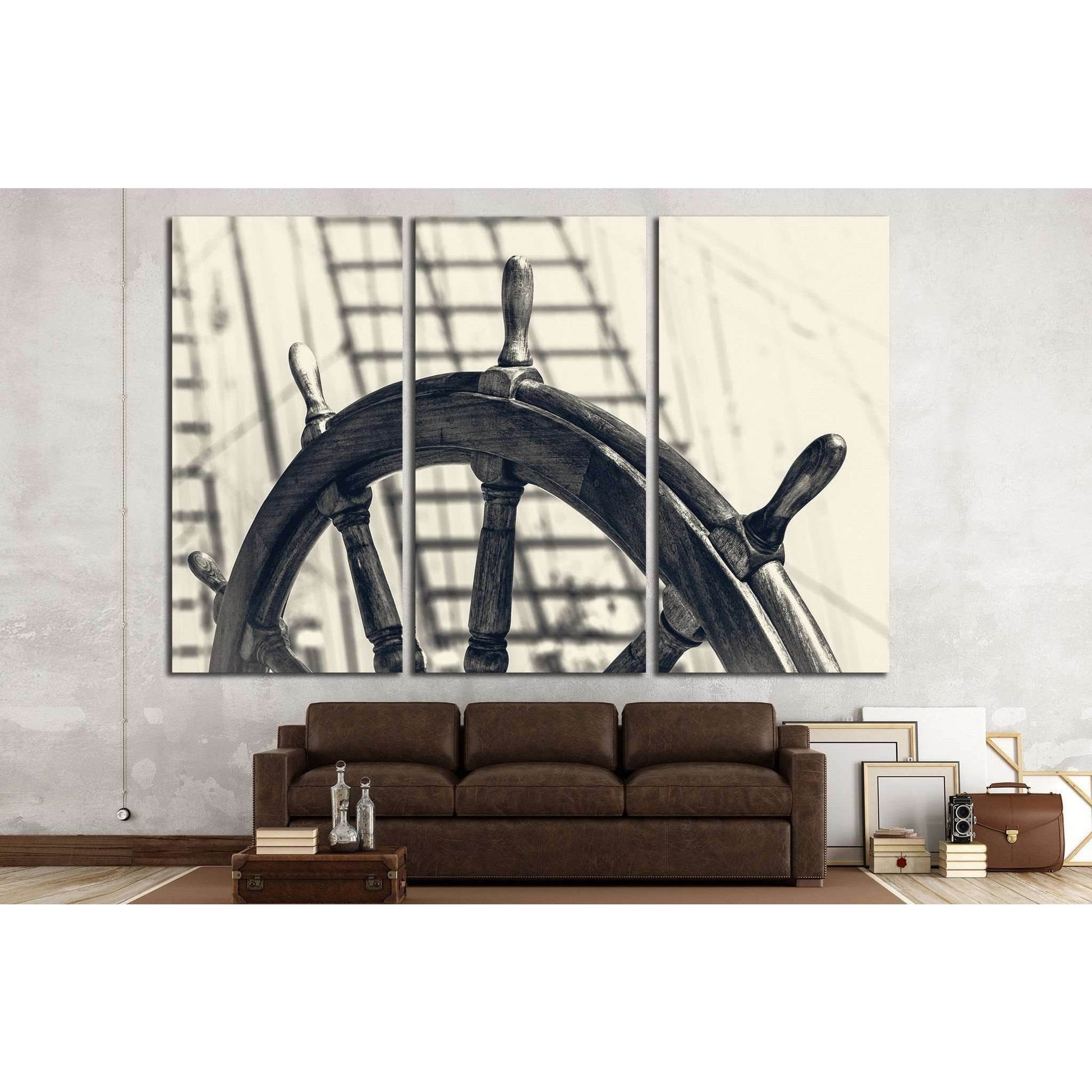 Old Yacht Wheel №215 Ready to Hang Canvas Print - Zellart Canvas Prints ALL_Products, wd-215