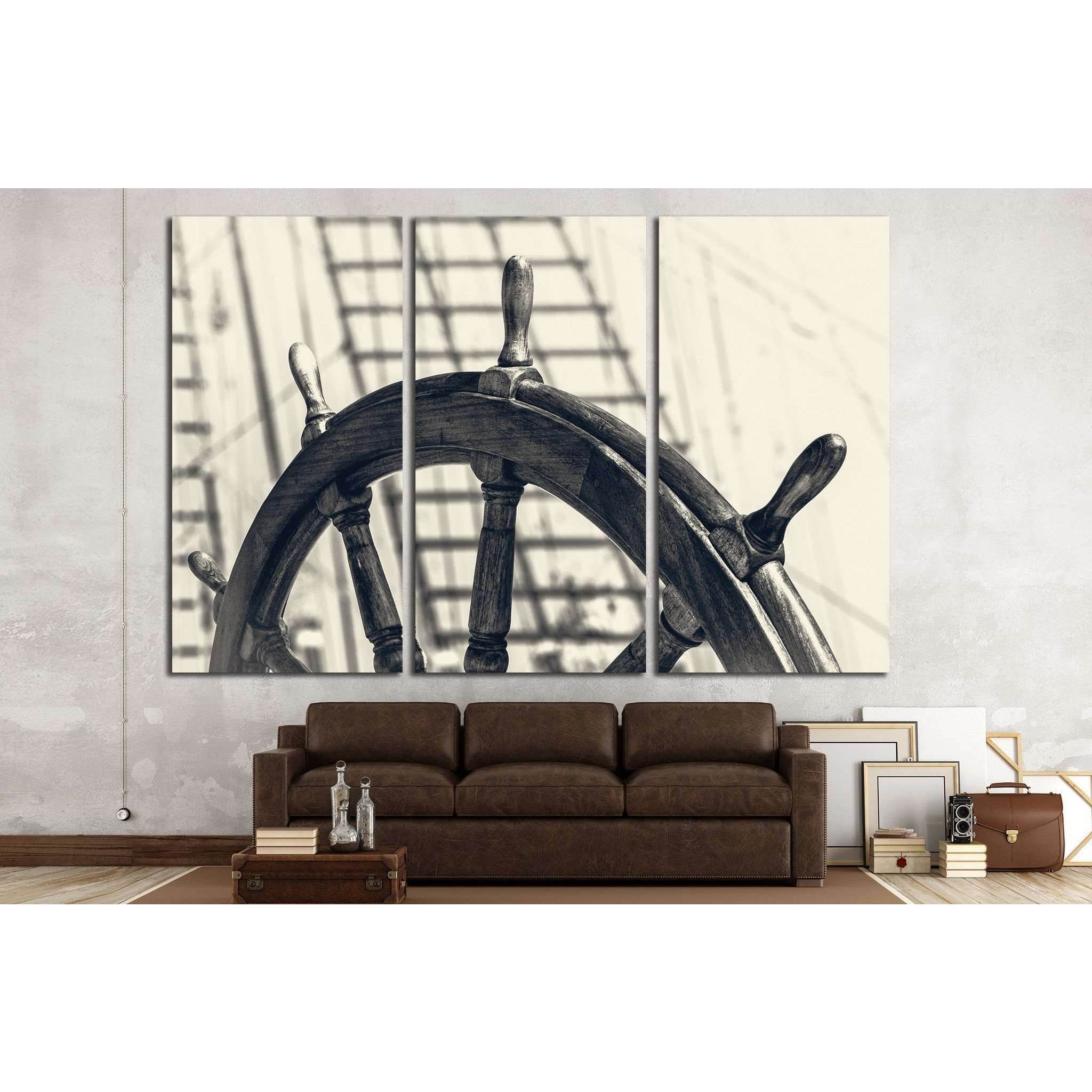 Old Yacht Wheel №215 Ready to Hang Canvas Print