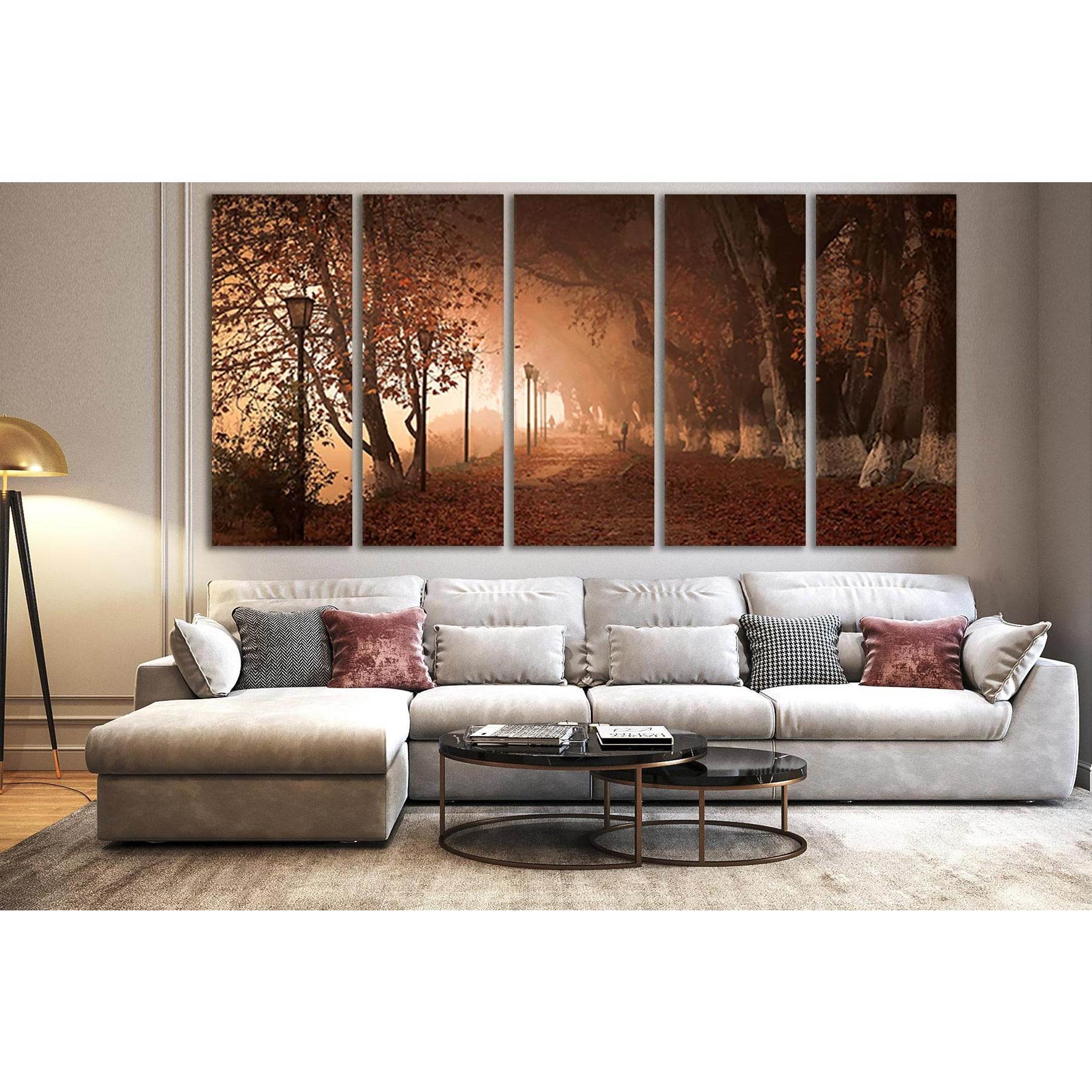 Olea Autumn Trees №SL498 Ready to Hang Canvas Print - Zellart Canvas Prints 0new, ALL_Products, Trees Wall Art