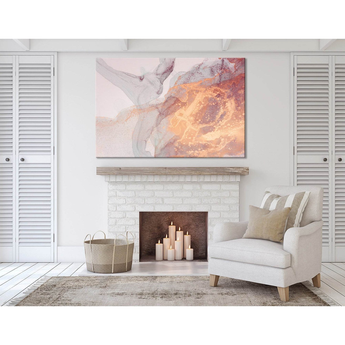 Orange And Gray Trendy Abstract №04419 Ready to Hang Canvas Print - Zellart Canvas Prints ALL_Products