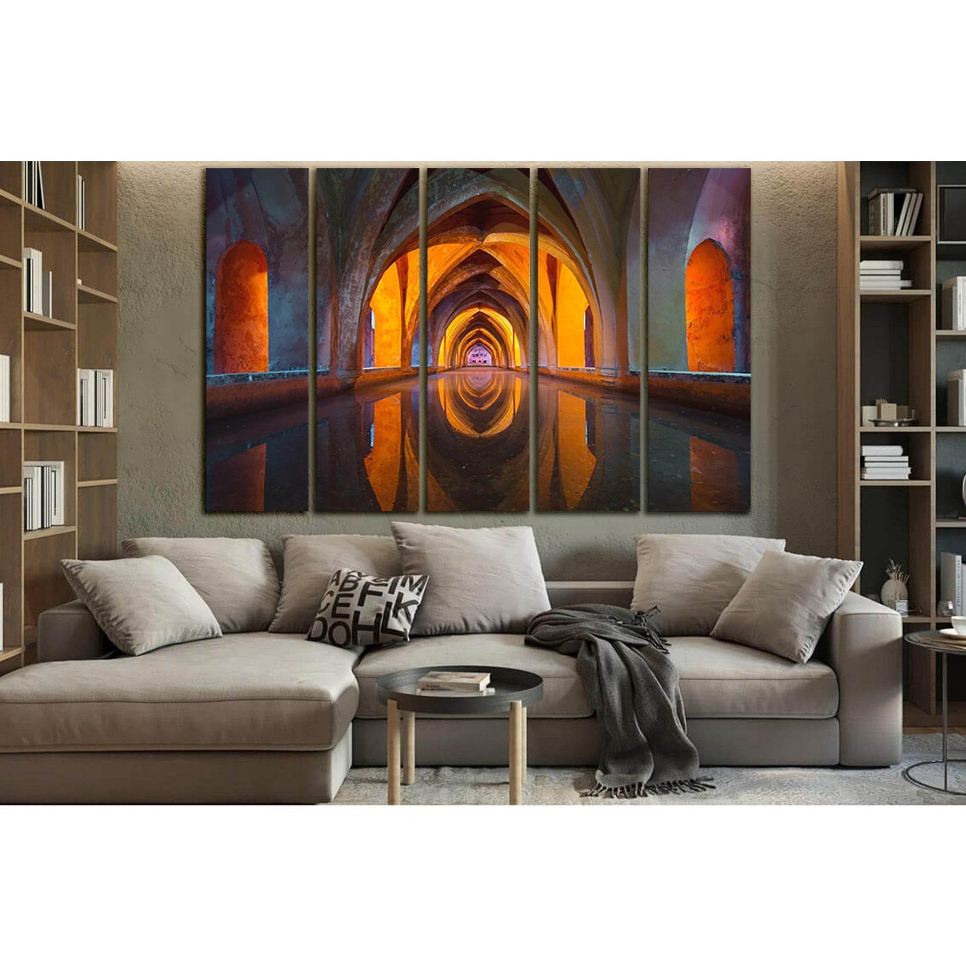 Orange And Gray Tunnel №SL1361 Ready to Hang Canvas Print - Zellart Canvas Prints 0new, ALL_Products, Architecture