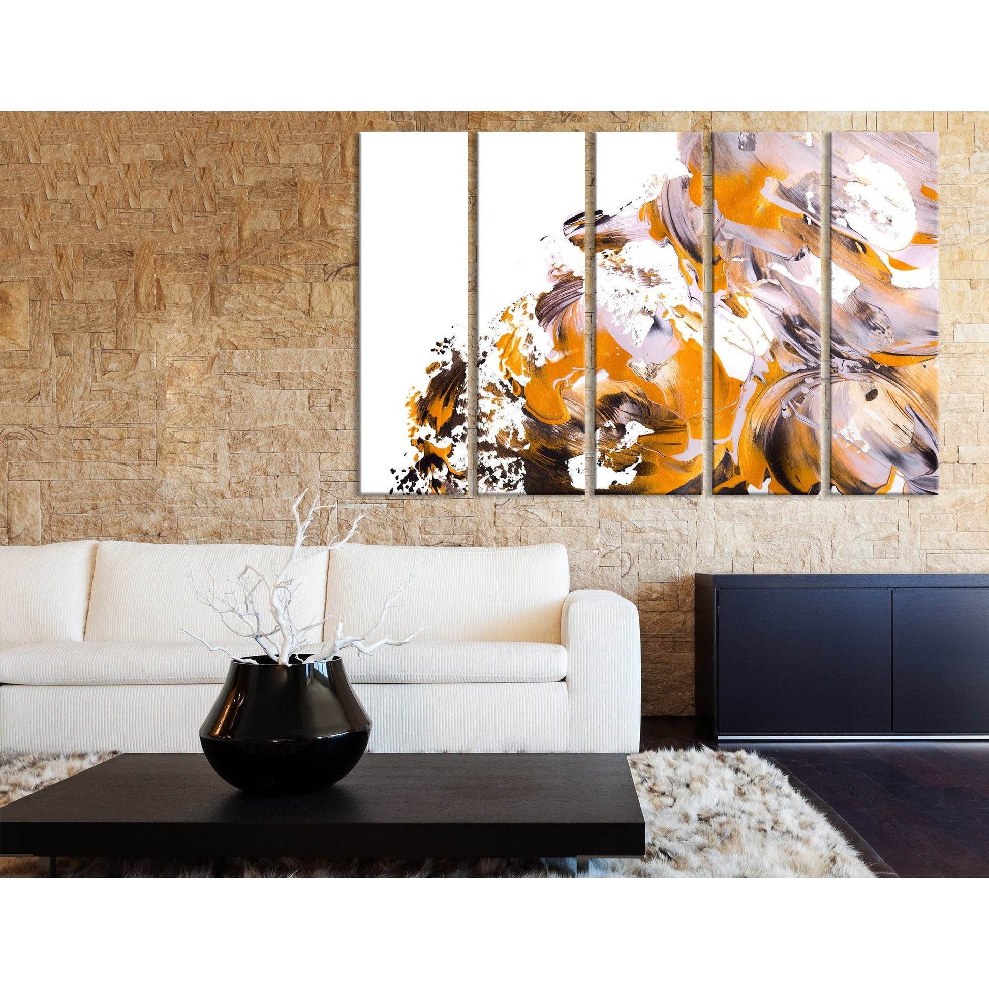 Orange And White Trendy Abstract №04409 Ready to Hang Canvas Print - Zellart Canvas Prints ALL_Products
