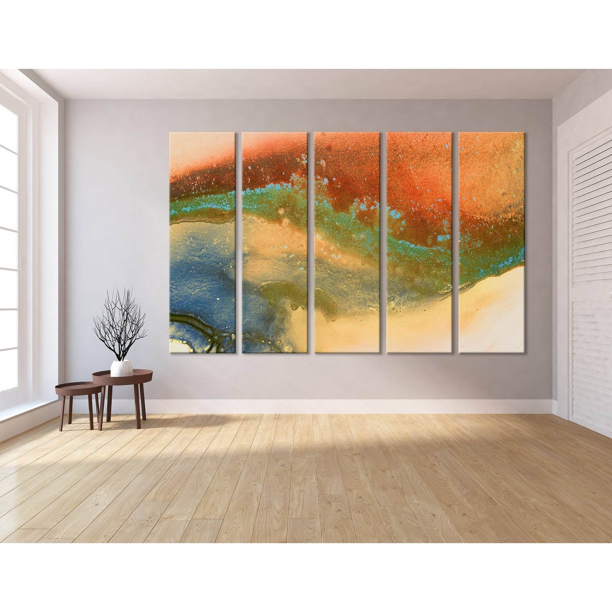 Orange, Blue, Yellow And Green Abstract №04283 Ready to Hang Canvas Print - Zellart Canvas Prints ALL_Products