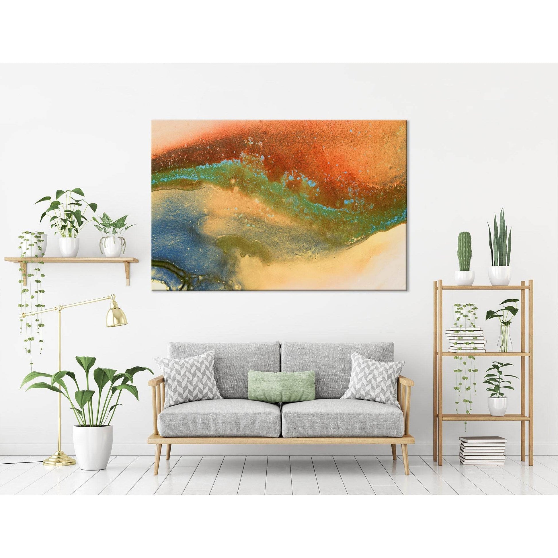 Orange, Blue, Yellow And Green Abstract №04283 Ready to Hang Canvas Print - Zellart Canvas Prints ALL_Products