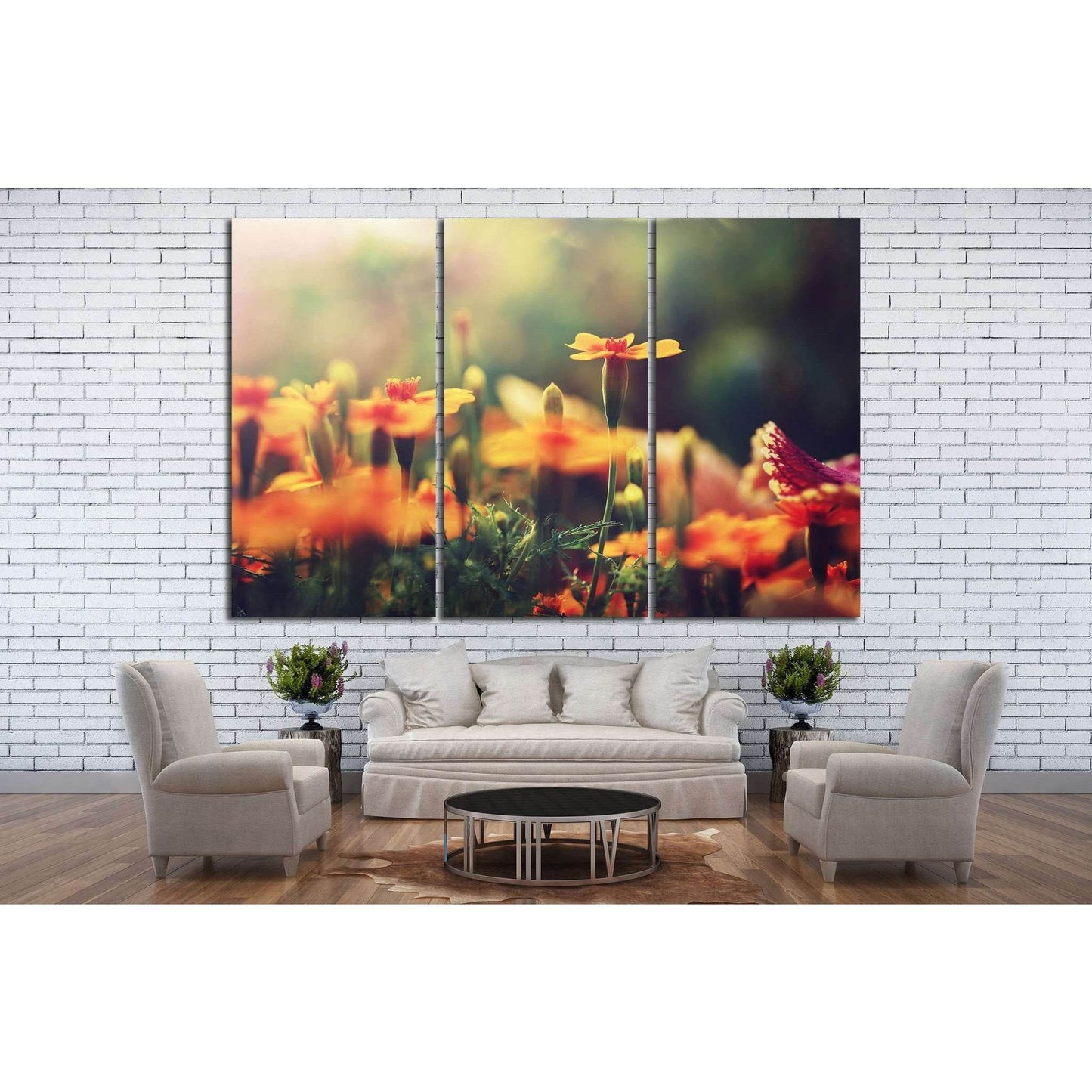 Orange flowers №22 Ready to Hang Canvas Print - Zellart Canvas Prints ALL_Products, s-22
