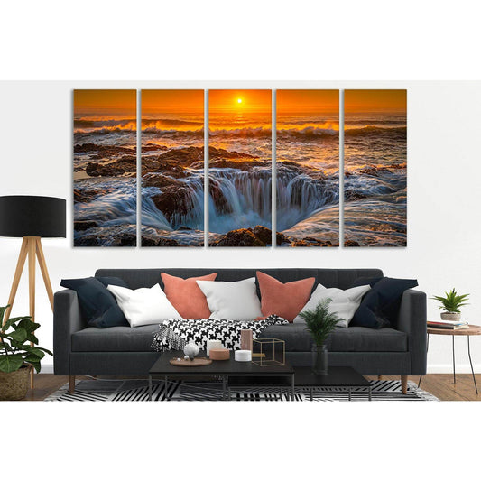 Oregon Ocean Dawn №SL212 Ready to Hang Canvas Print - Zellart Canvas Prints 0new, ALL_Products, Beach Ocean & Waves, SUNRISE & SUNSET WALL ART