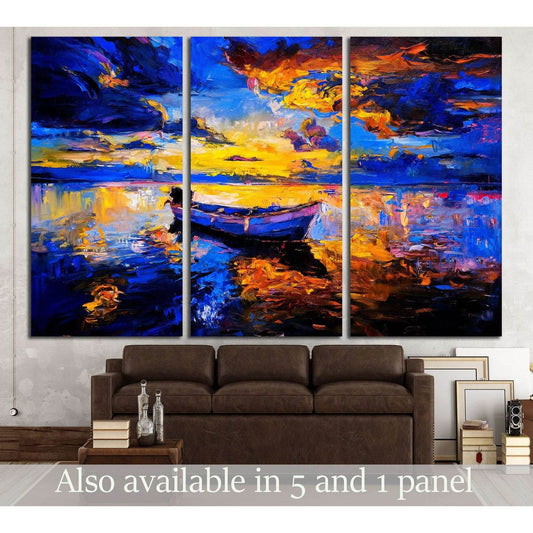 Original oil painting on canvas. Sky sunset and boat on the water №3240 Ready to Hang Canvas PrintCanvas art arrives ready to hang, with hanging accessories included and no additional framing required. Every canvas print is hand-crafted, made on-demand at