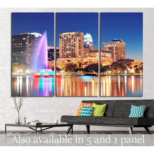 Orlando downtown skyline, Lake Eola №1202 Ready to Hang Canvas Print - Zellart Canvas Prints ALL_Products, s-1202