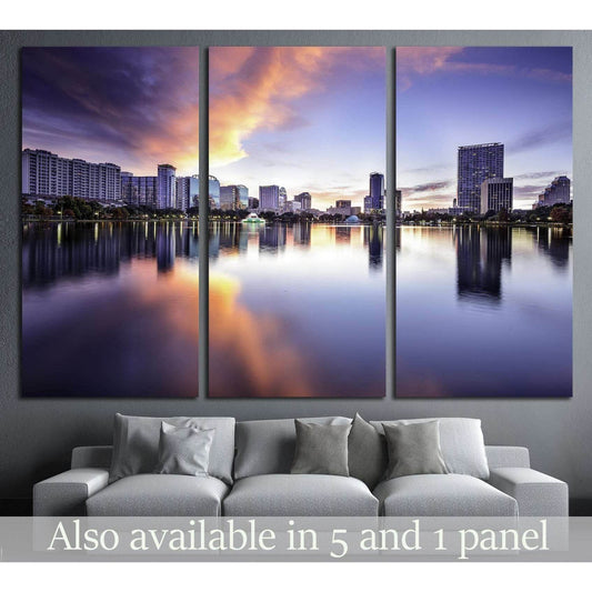 Orlando, Florida, USA downtown city skyline at Lake Eola №1939 Ready to Hang Canvas Print - Zellart Canvas Prints ALL_Products, s-1939