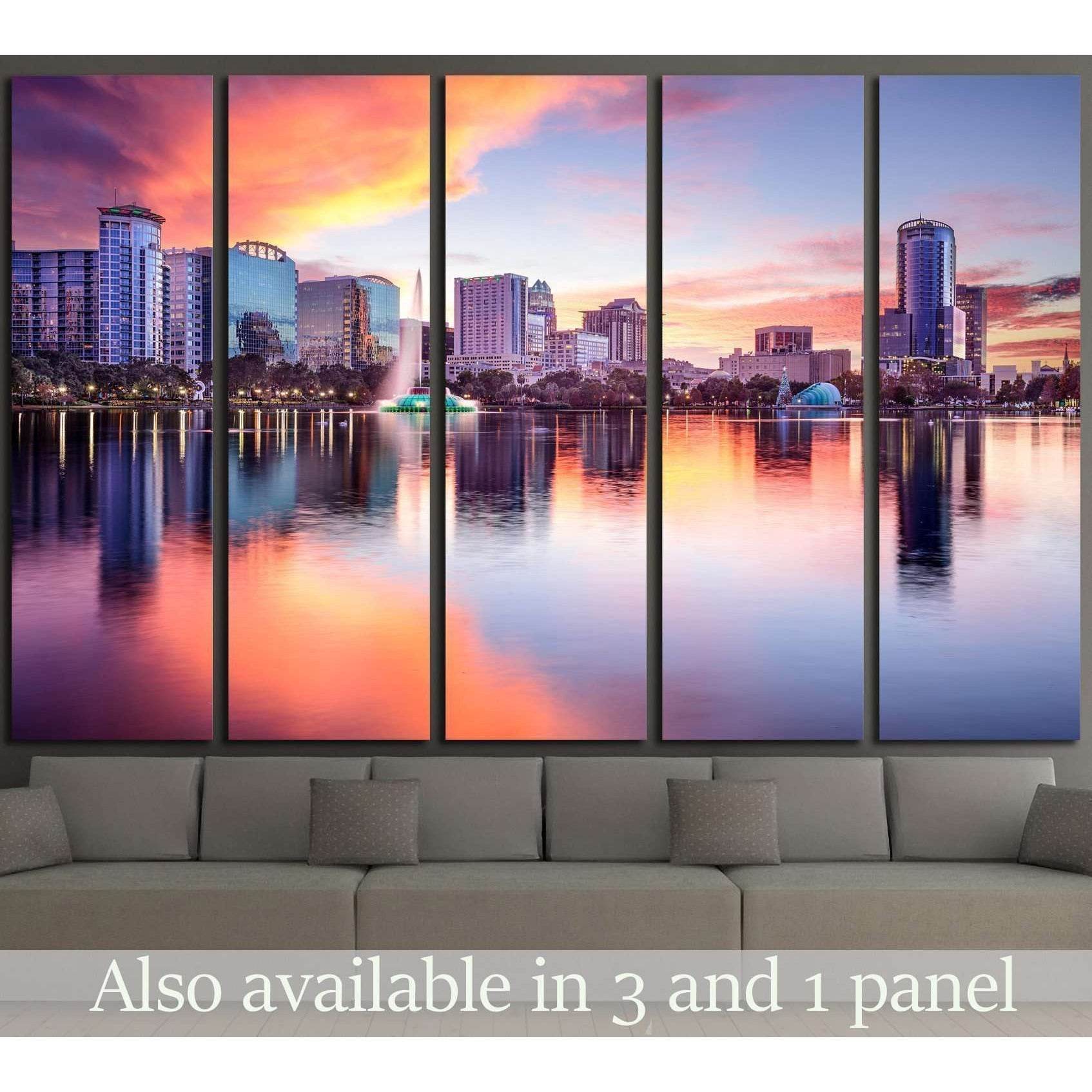 Orlando, Florida, USA downtown city skyline from Eola Park №1691 Ready to Hang Canvas Print