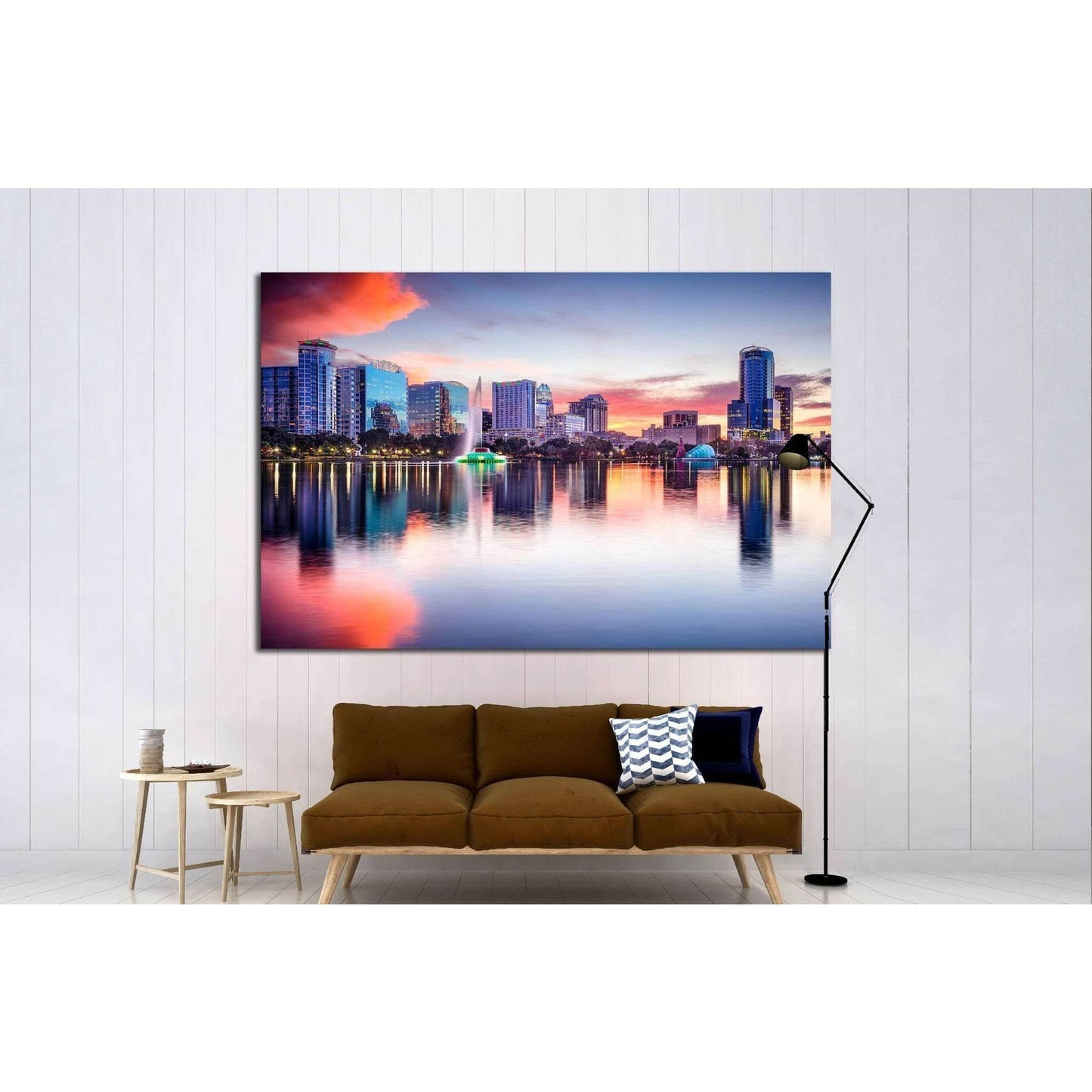 Orlando, Florida, USA skyline at Eola Lake №1696 Ready to Hang Canvas Print - Zellart Canvas Prints ALL_Products, s-1696