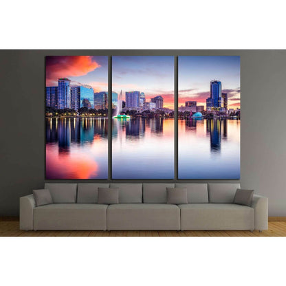 Orlando, Florida, USA skyline at Eola Lake №1696 Ready to Hang Canvas Print - Zellart Canvas Prints ALL_Products, s-1696