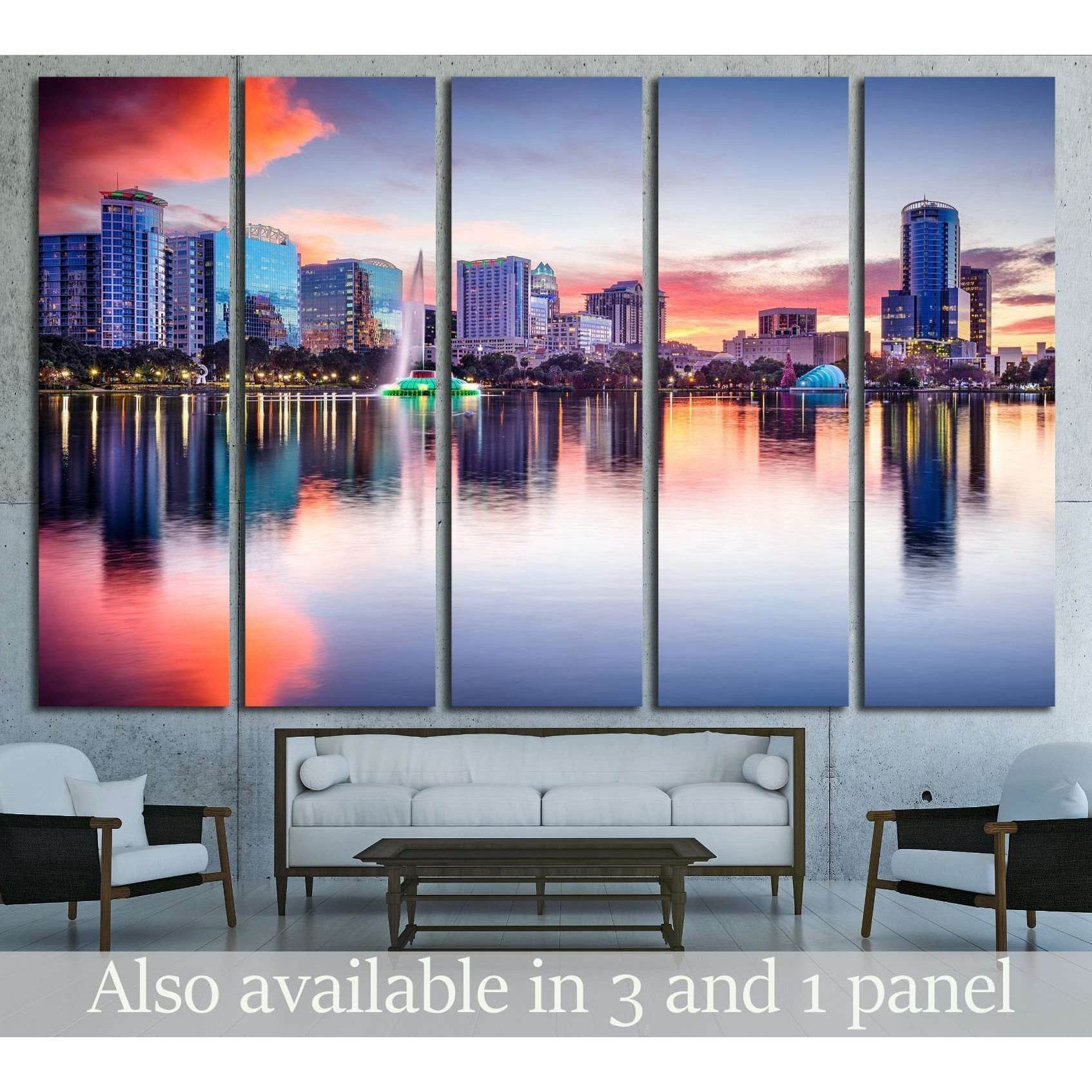 Orlando, Florida, USA skyline at Eola Lake №1696 Ready to Hang Canvas Print - Zellart Canvas Prints ALL_Products, s-1696