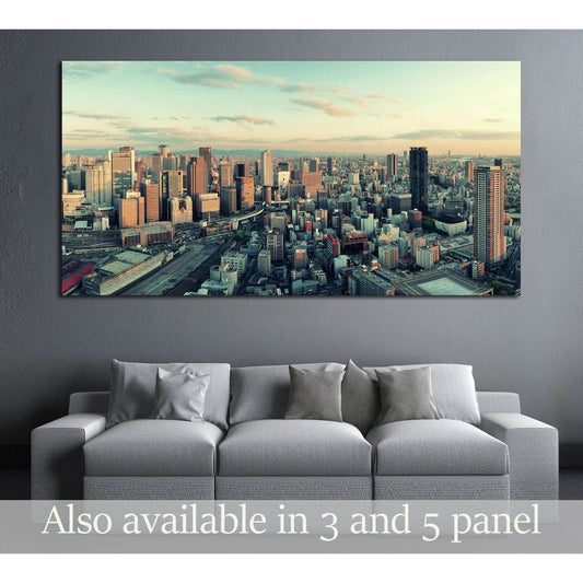 Osaka urban city rooftop view. Japan №3013 Ready to Hang Canvas Print - Zellart Canvas Prints ALL_Products, s-3013