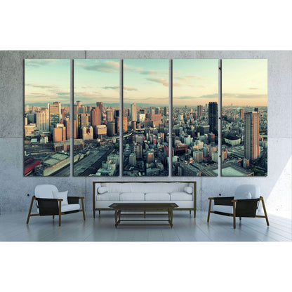Osaka urban city rooftop view. Japan №3013 Ready to Hang Canvas Print - Zellart Canvas Prints ALL_Products, s-3013