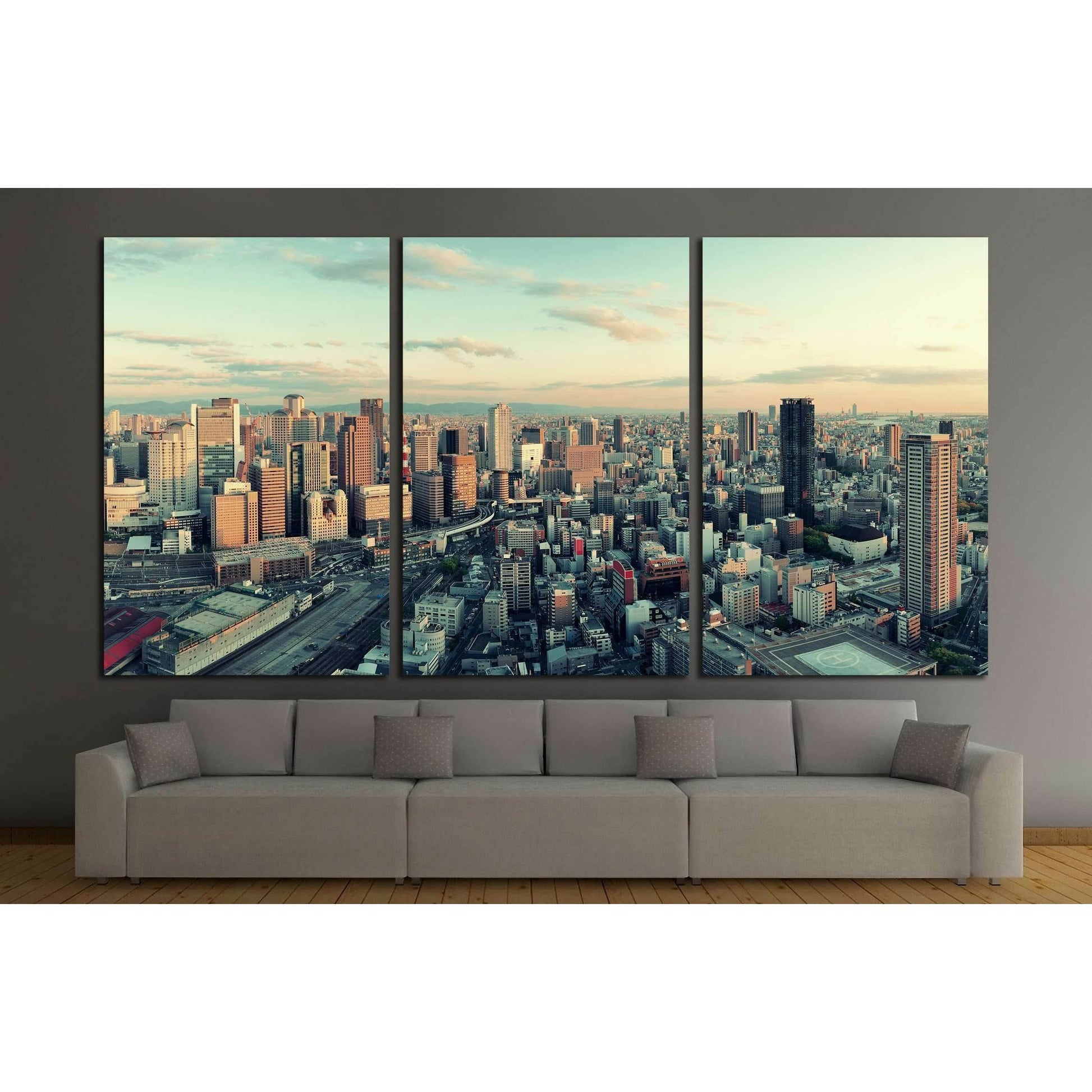 Osaka urban city rooftop view. Japan №3013 Ready to Hang Canvas PrintCanvas art arrives ready to hang, with hanging accessories included and no additional framing required. Every canvas print is hand-crafted, made on-demand at our workshop and expertly st