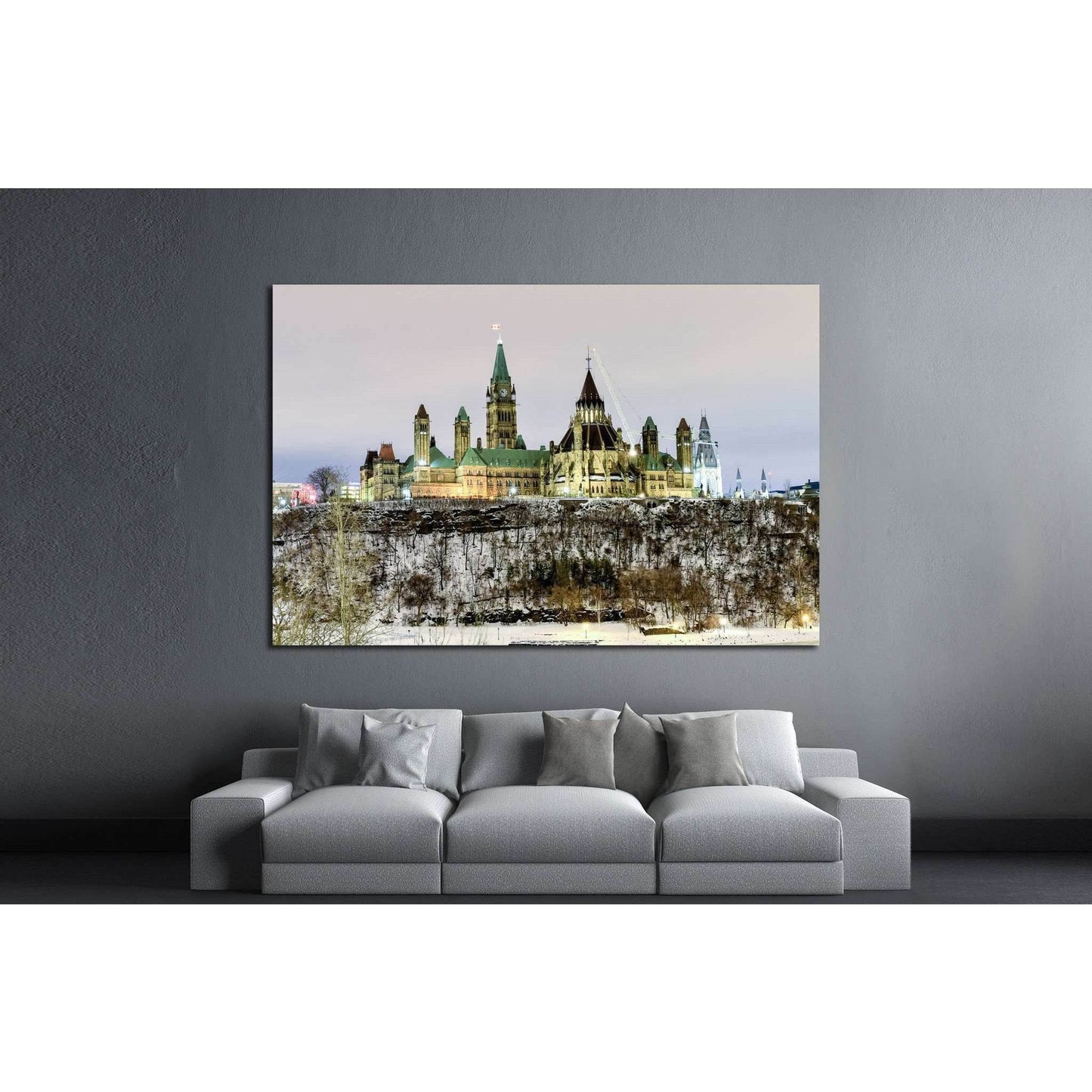 Ottawa, Canada - December 24, 2016 Parliament Hill and the Canadian House of Parliament in Ottawa, Canada during wintertime at night №2018 Ready to Hang Canvas Print - Zellart Canvas Prints ALL_Products, s-2018