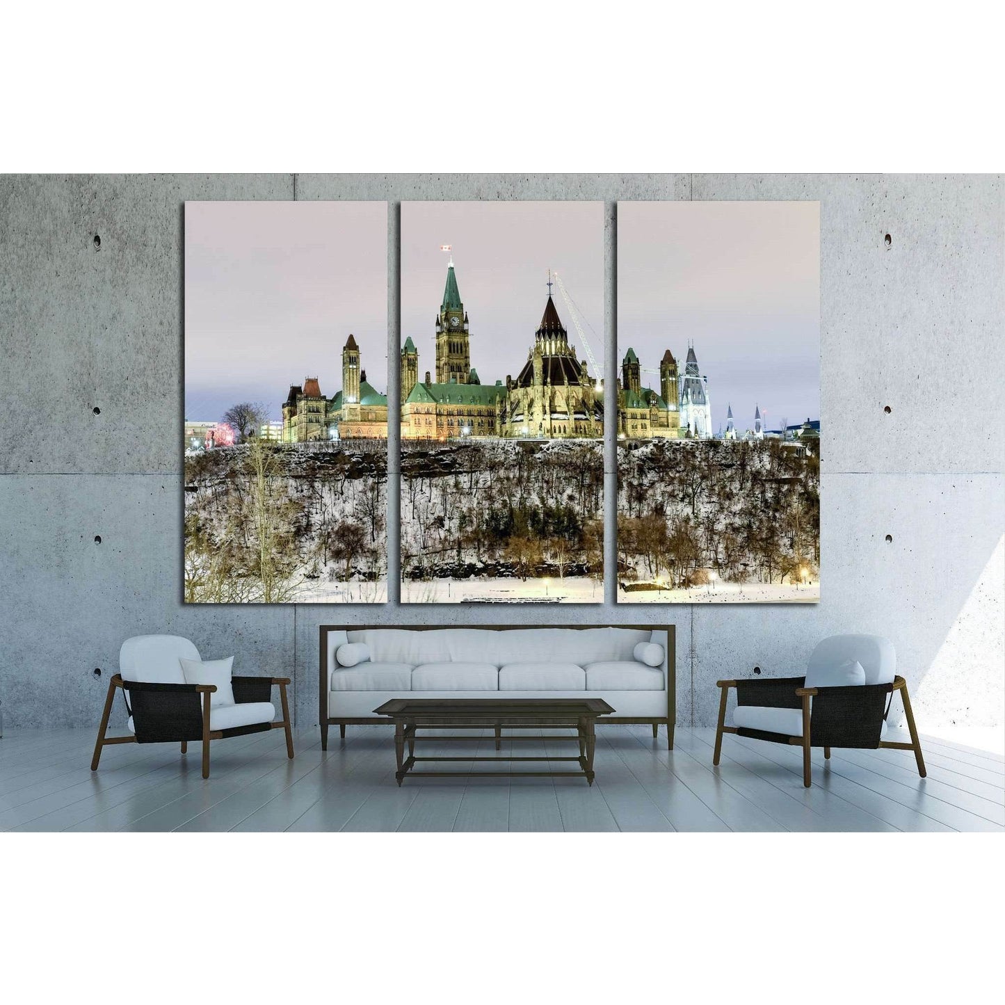 Ottawa, Canada - December 24, 2016 Parliament Hill and the Canadian House of Parliament in Ottawa, Canada during wintertime at night №2018 Ready to Hang Canvas Print - Zellart Canvas Prints ALL_Products, s-2018