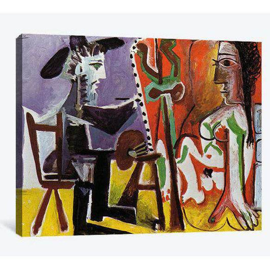 Pablo Picasso, Still Life with Cards, Glasses and a Bottle of Rum- 'Vive la France' - Ready to Hang Canvas Print - Zellart Canvas Prints 000Negative, 6178, ALL_Products