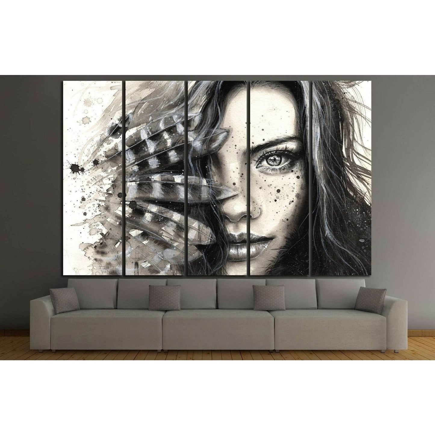 Painted Girl №722 Ready to Hang Canvas Print - Zellart Canvas Prints ALL_Products, s-722