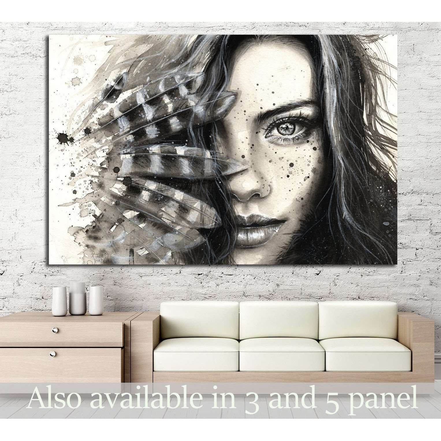 Painted Girl №722 Ready to Hang Canvas Print - Zellart Canvas Prints ALL_Products, s-722