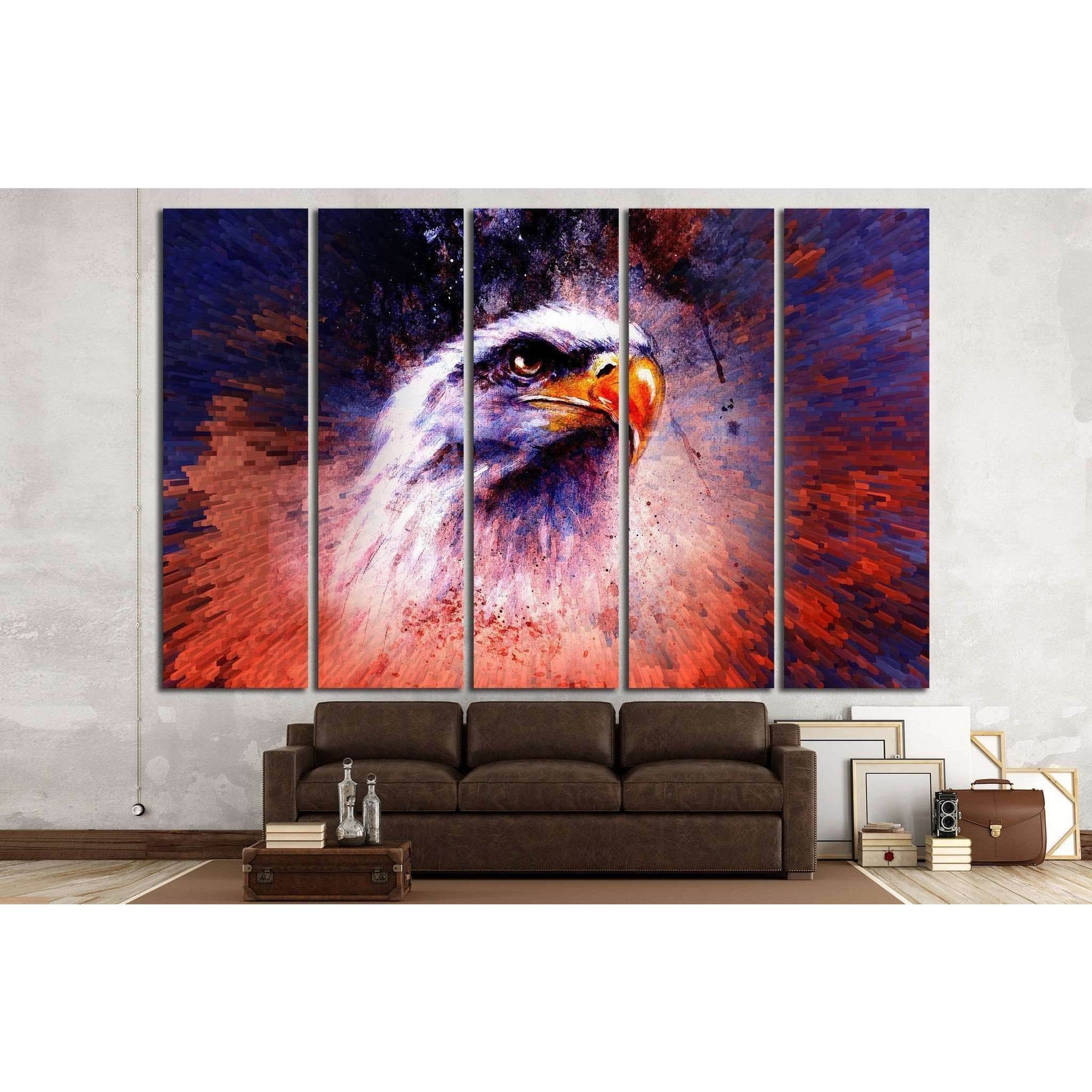 painting of eagle on an abstract background №1418 Ready to Hang Canvas Print - Zellart Canvas Prints ALL_Products, s-1418