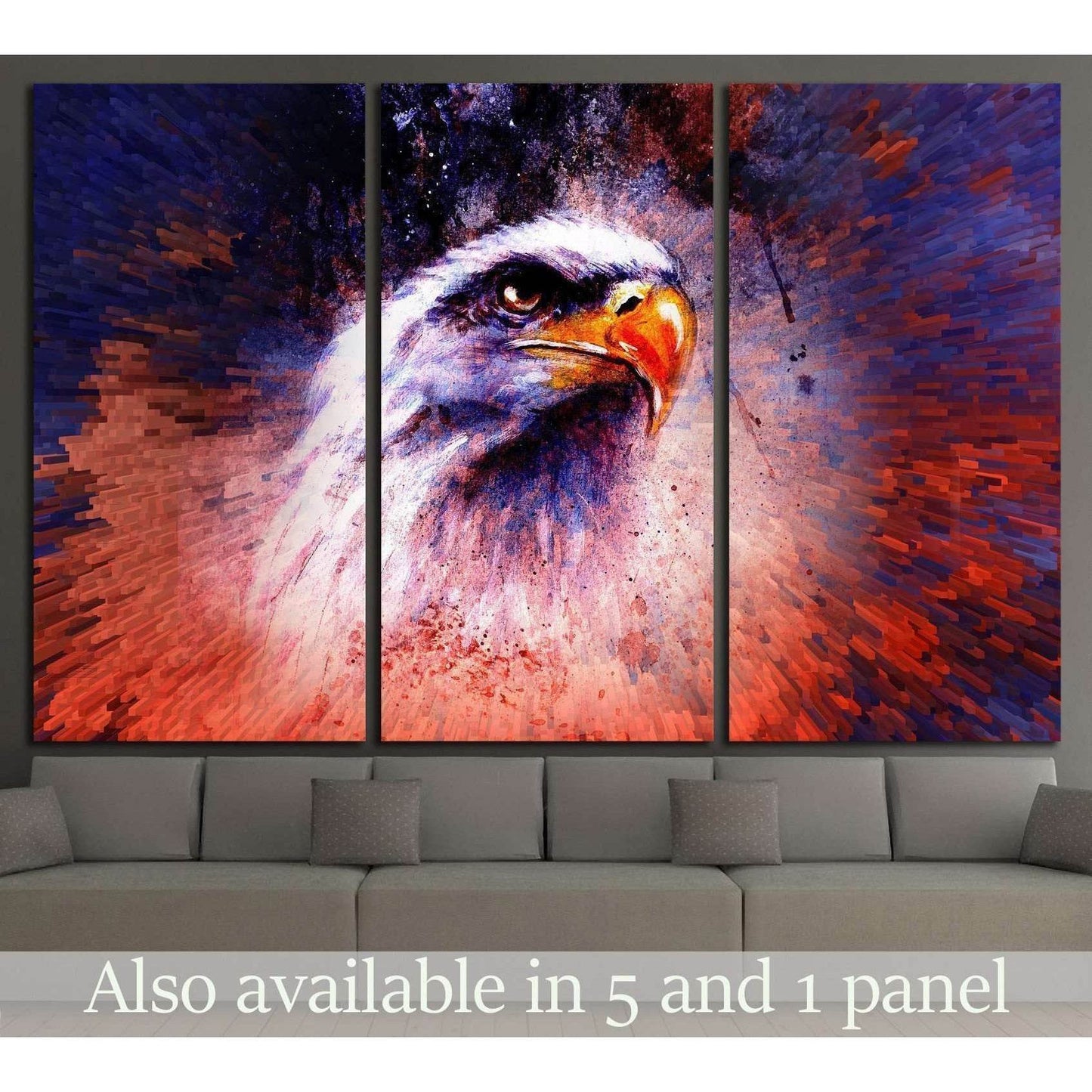 painting of eagle on an abstract background №1418 Ready to Hang Canvas Print - Zellart Canvas Prints ALL_Products, s-1418