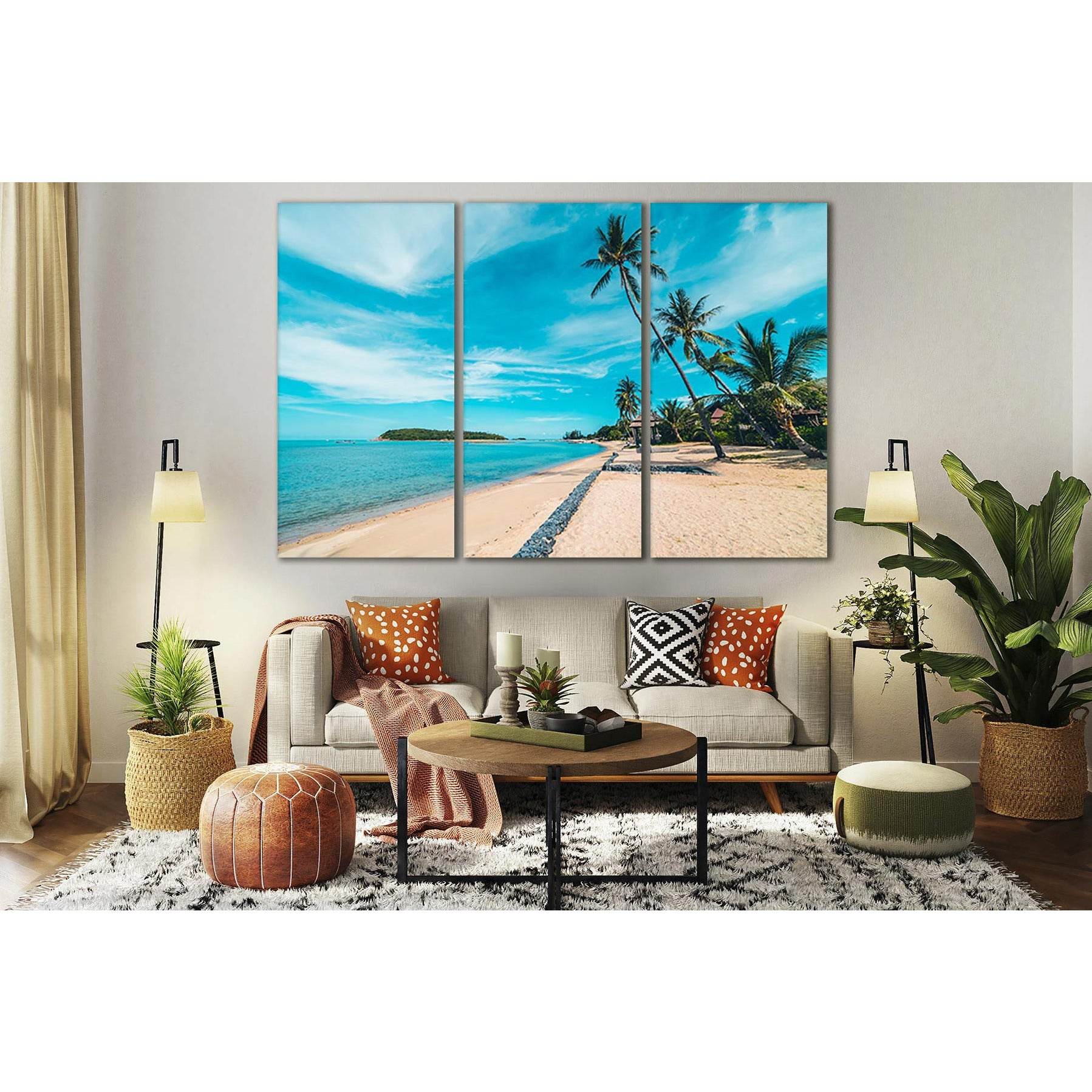Palm Shore Sand №SL139 Ready to Hang Canvas Print - Zellart Canvas Prints 0new, ALL_Products, Beach Ocean & Waves