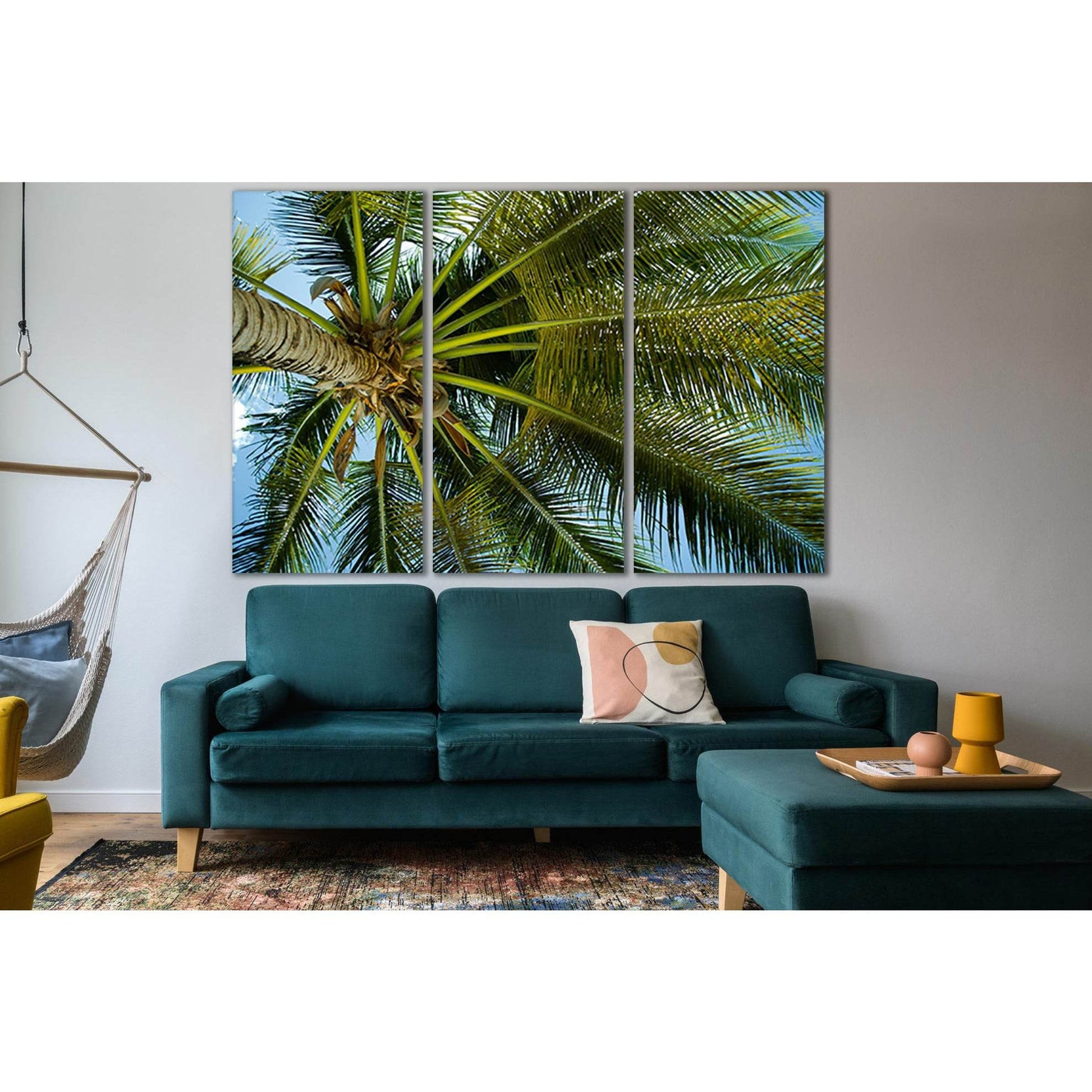 Palm Top Bottom View №SL1062 Ready to Hang Canvas Print - Zellart Canvas Prints 0new, ALL_Products, Trees Wall Art