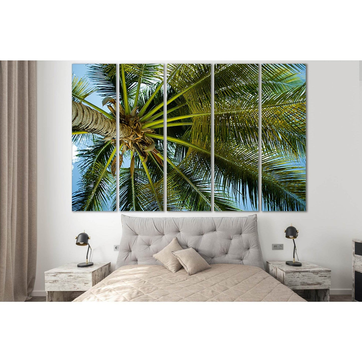 Palm Top Bottom View №SL1062 Ready to Hang Canvas Print - Zellart Canvas Prints 0new, ALL_Products, Trees Wall Art
