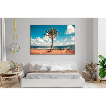 Palm Tree Near Dock №SL90 Ready to Hang Canvas Print - Zellart Canvas Prints 0new, ALL_Products, Beach Ocean & Waves