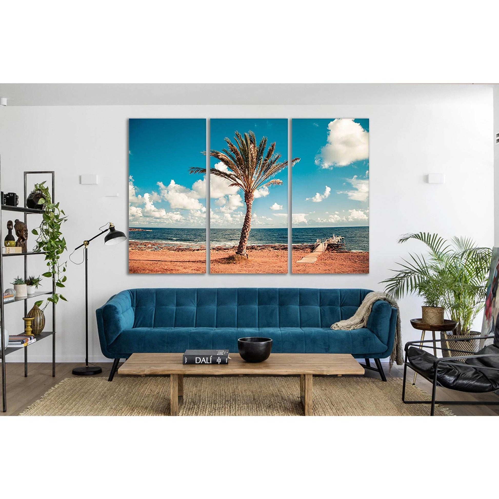 Palm Tree Near Dock №SL90 Ready to Hang Canvas Print - Zellart Canvas Prints 0new, ALL_Products, Beach Ocean & Waves