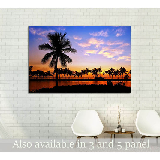 Palm tree silhouettes in Hawaii №2698 Ready to Hang Canvas Print - Zellart Canvas Prints ALL_Products, s-2698
