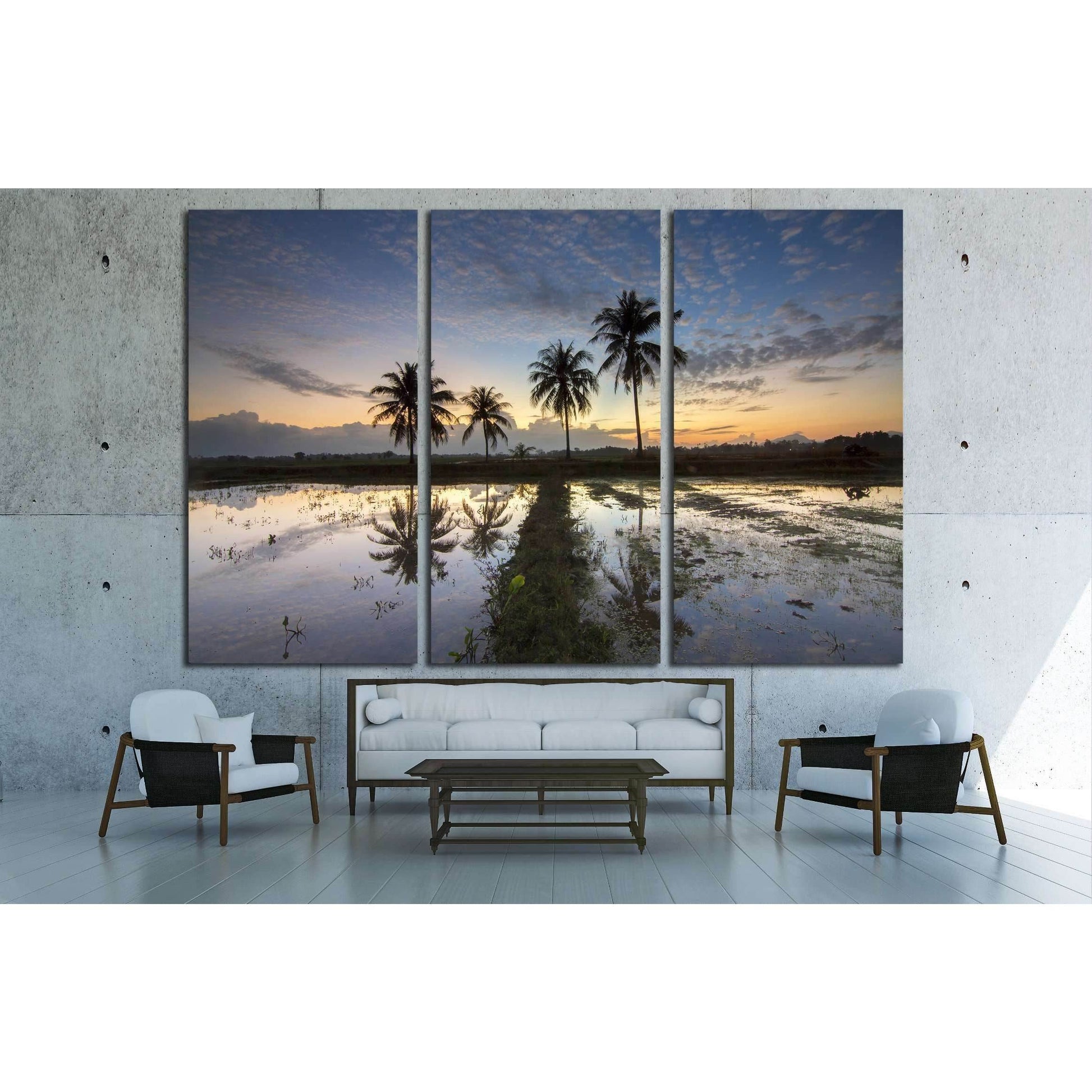 palm trees on the background of a beautiful sunset. Soft focus due to long exposure №3108 Ready to Hang Canvas PrintCanvas art arrives ready to hang, with hanging accessories included and no additional framing required. Every canvas print is hand-crafted,