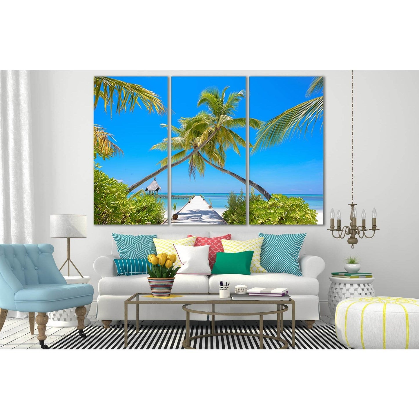 Palm Trees Wonderful Maldives №SL160 Ready to Hang Canvas Print - Zellart Canvas Prints 0new, ALL_Products, Beach Ocean & Waves