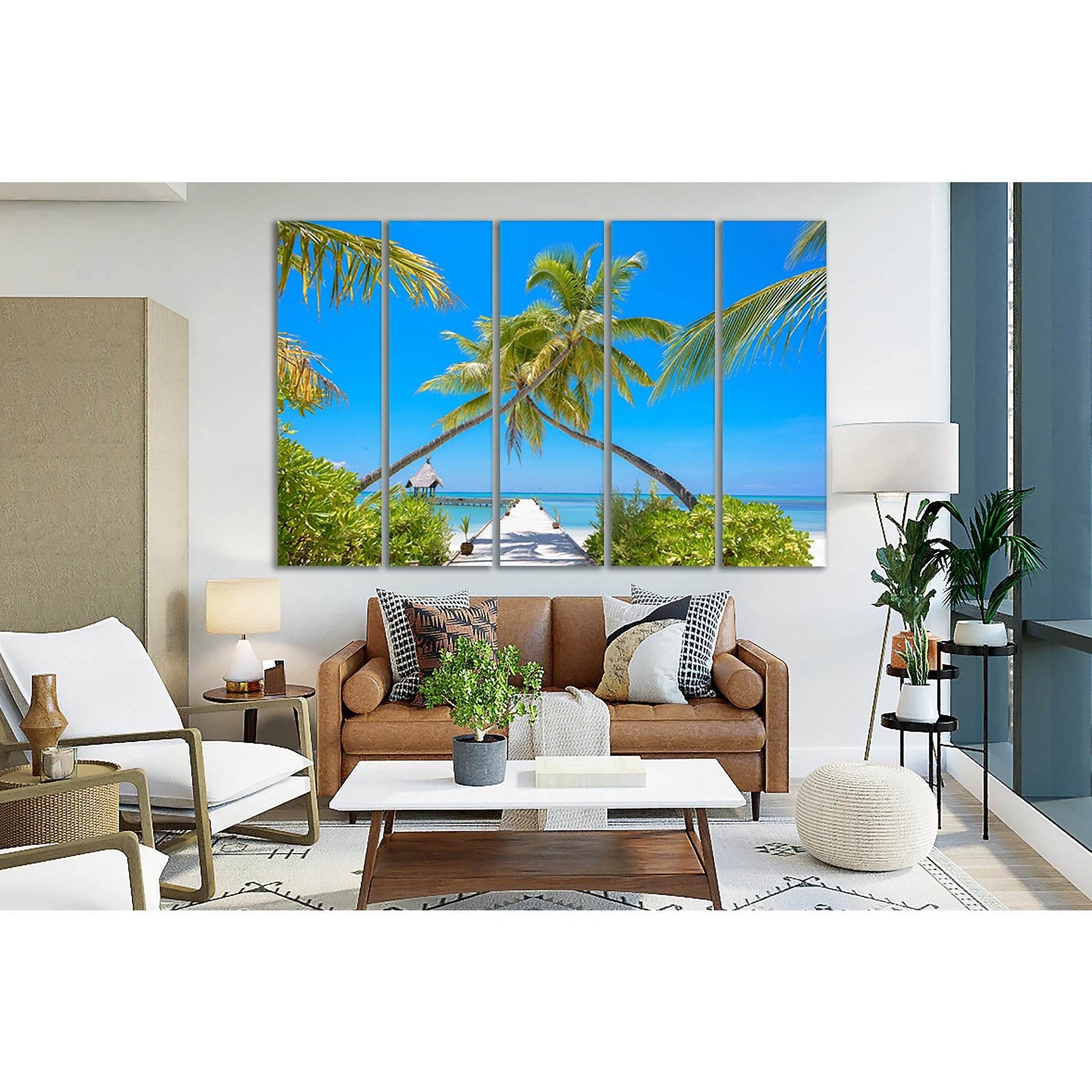 Palm Trees Wonderful Maldives №SL160 Ready to Hang Canvas Print - Zellart Canvas Prints 0new, ALL_Products, Beach Ocean & Waves