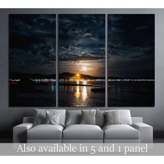 Palolem beach. Night landscape.Goa,India. №3055 Ready to Hang Canvas Print - Zellart Canvas Prints ALL_Products, s-3055