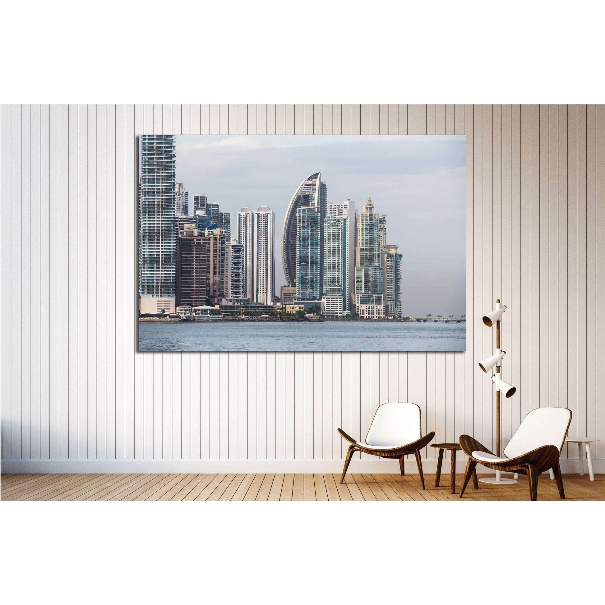 Panama City Skyline, seen from Casco Viejo №1532 Ready to Hang Canvas Print - Zellart Canvas Prints ALL_Products, s-1532