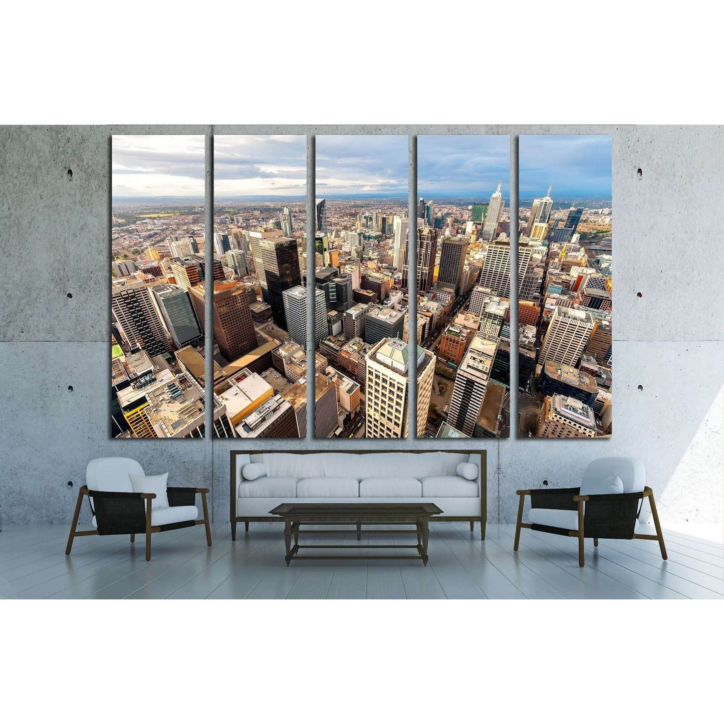 Panorama of Melbourne's city cente, Australia №2291 Ready to Hang Canvas Print - Zellart Canvas Prints ALL_Products, s-2291