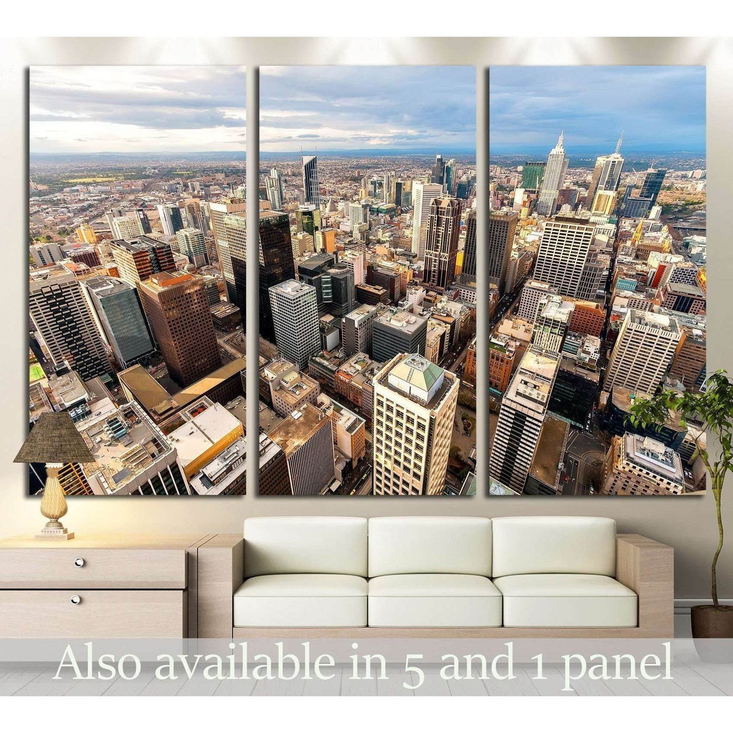 Panorama of Melbourne's city cente, Australia №2291 Ready to Hang Canvas Print - Zellart Canvas Prints ALL_Products, s-2291