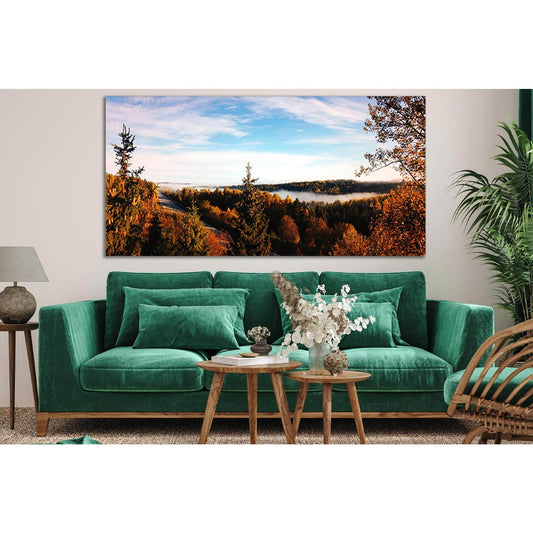 Panorama On Autumn Forest №SL645 Ready to Hang Canvas Print - Zellart Canvas Prints 0new, ALL_Products, Autumn Wall Art