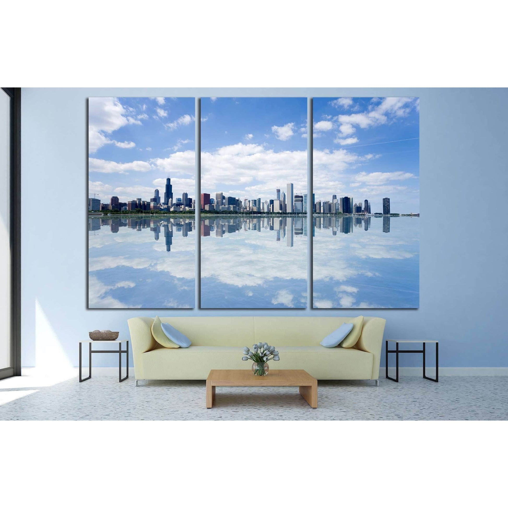 Panoramic view of Chicago city waterfront skyline. №2583 Ready to Hang Canvas Print - Zellart Canvas Prints ALL_Products, s-2583