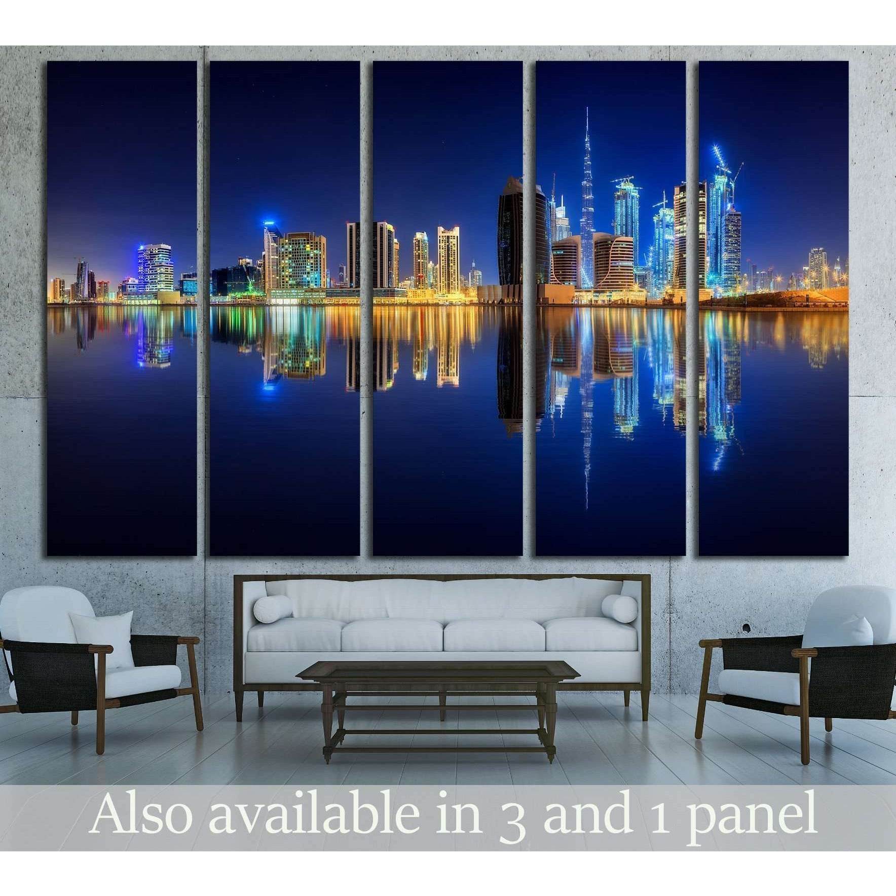 Panoramic view of Dubai Business bay, UAE №2388 Ready to Hang Canvas Print - Zellart Canvas Prints ALL_Products, s-2388