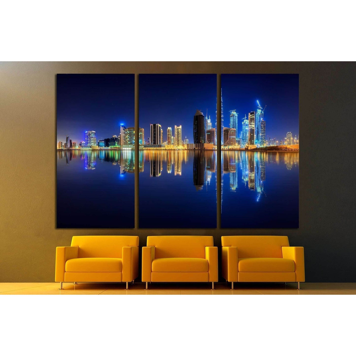 Panoramic view of Dubai Business bay, UAE №2388 Ready to Hang Canvas Print - Zellart Canvas Prints ALL_Products, s-2388