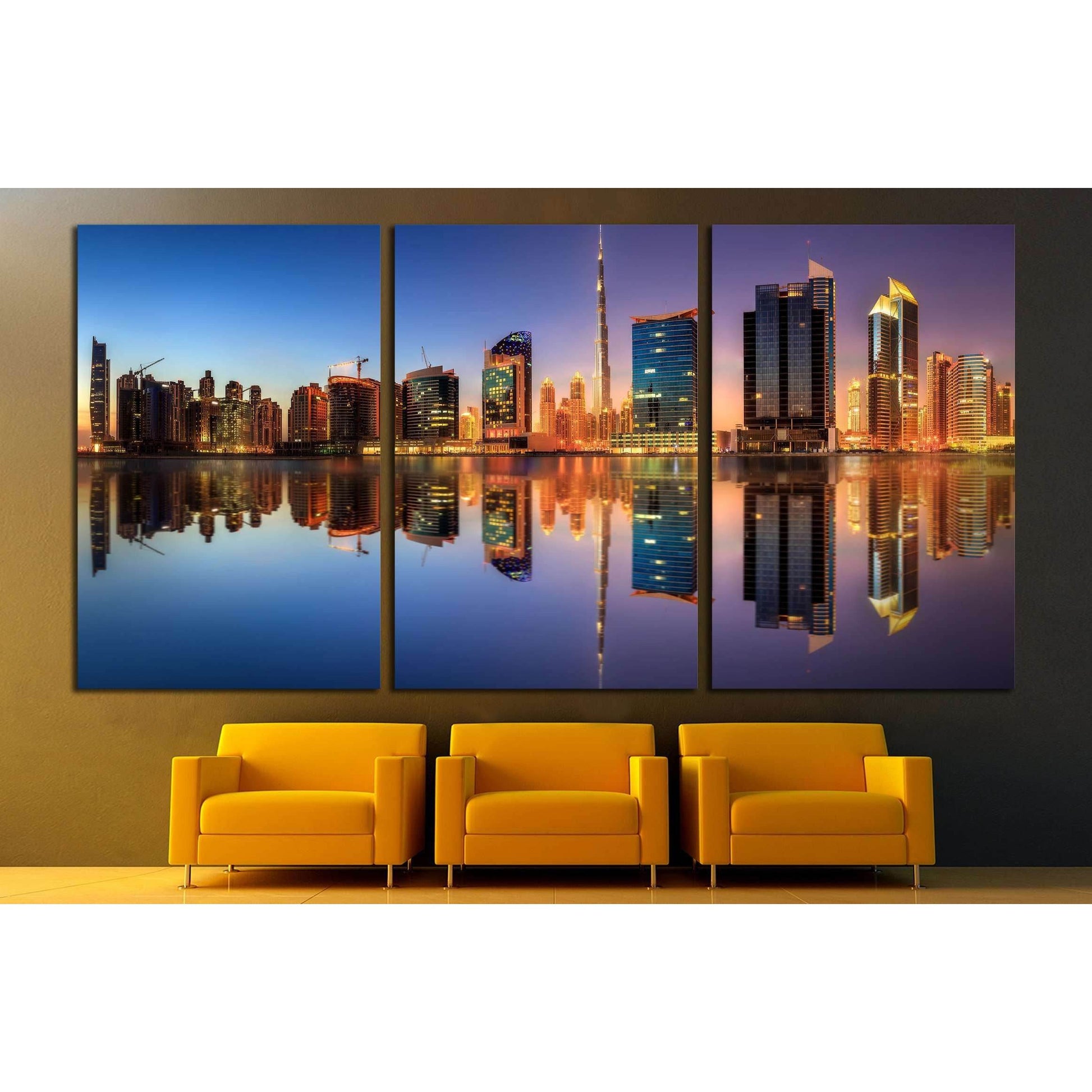 Panoramic view of Dubai Business bay, UAE №2973 Ready to Hang Canvas Print - Zellart Canvas Prints ALL_Products, s-2973