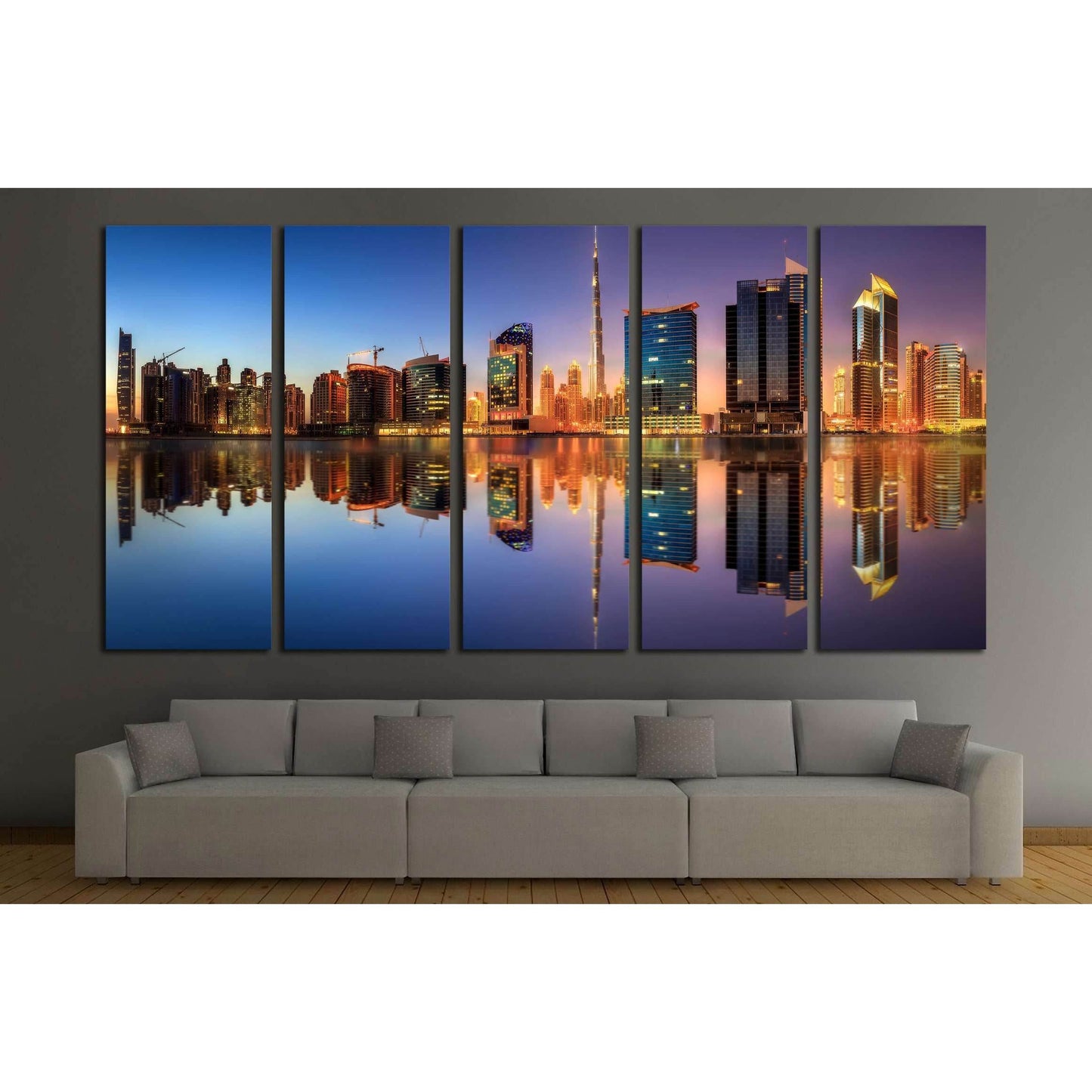 Panoramic view of Dubai Business bay, UAE №2973 Ready to Hang Canvas Print - Zellart Canvas Prints ALL_Products, s-2973